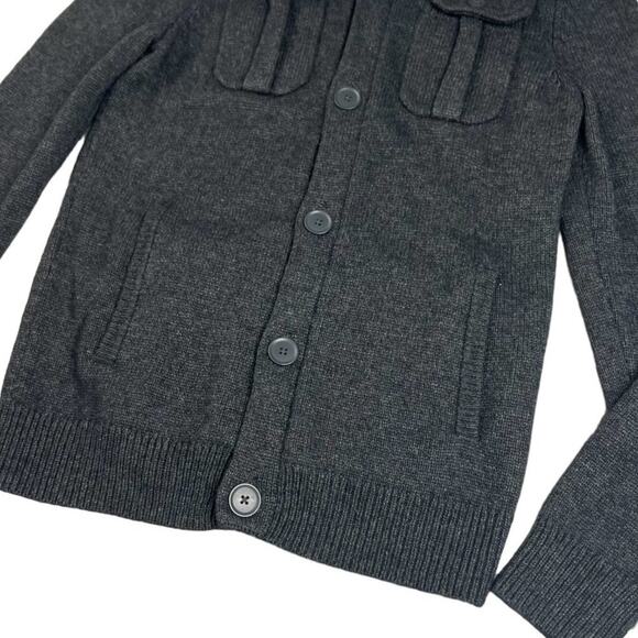 Express Wool Blend Mock Neck Slouchy Cardigan Sweater Gray Size Medium - Picture 8 of 11